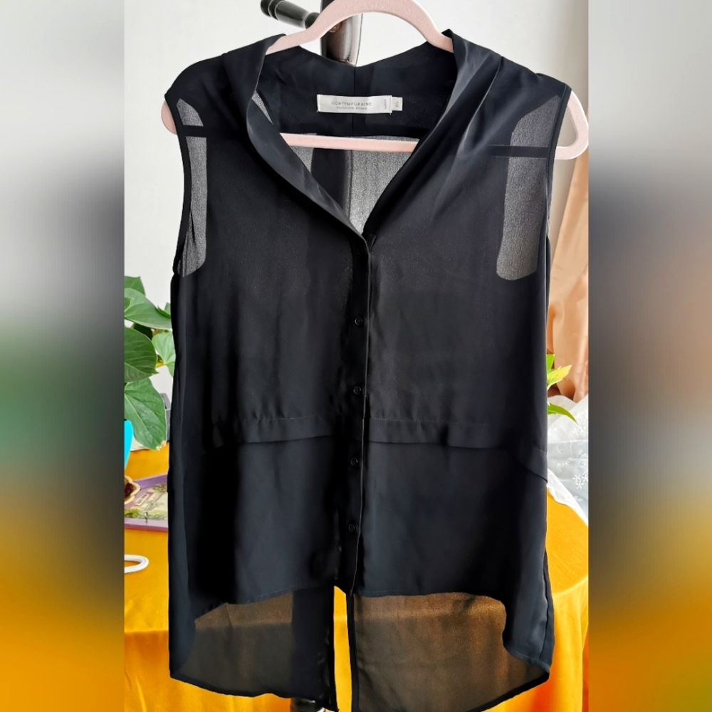 Semi sheer dress top. Ptp: 20 1/2".  L: 23" & 30"